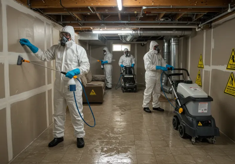 Basement Moisture Removal and Structural Drying process in Jamestown, OH